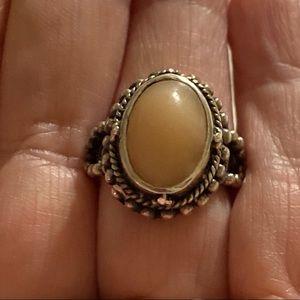 Artisan Crafted Peach Moonstone Ring set in 925 Silver